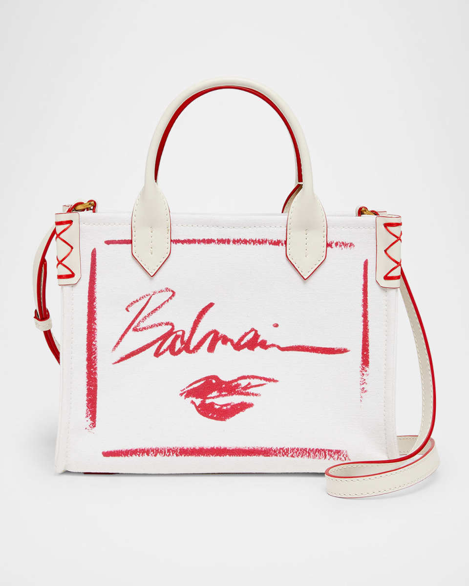 B-Army Small Shopper Tote Bag in Lipstick-Print Canvas
